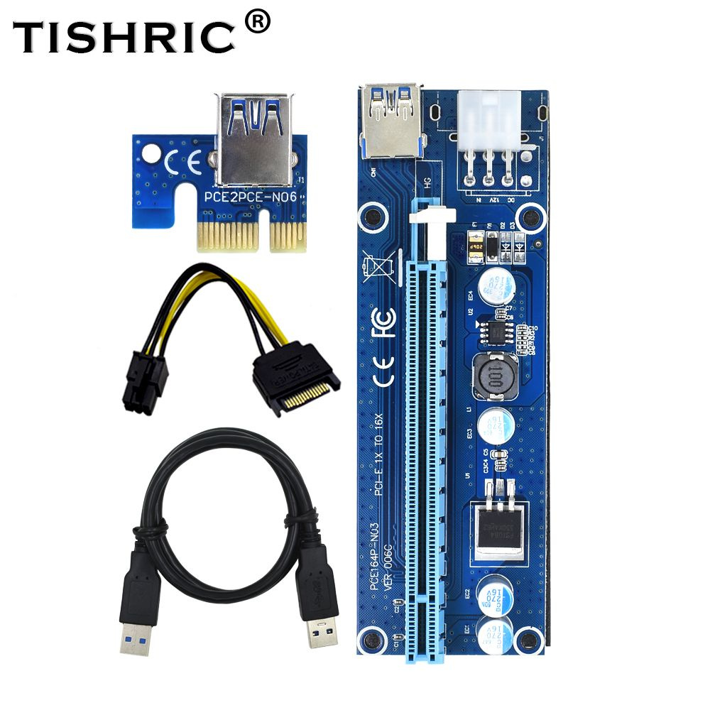 TISHRIC VER 006C Riser Card Синий адаптер PCI E 1X16X и удлинитель