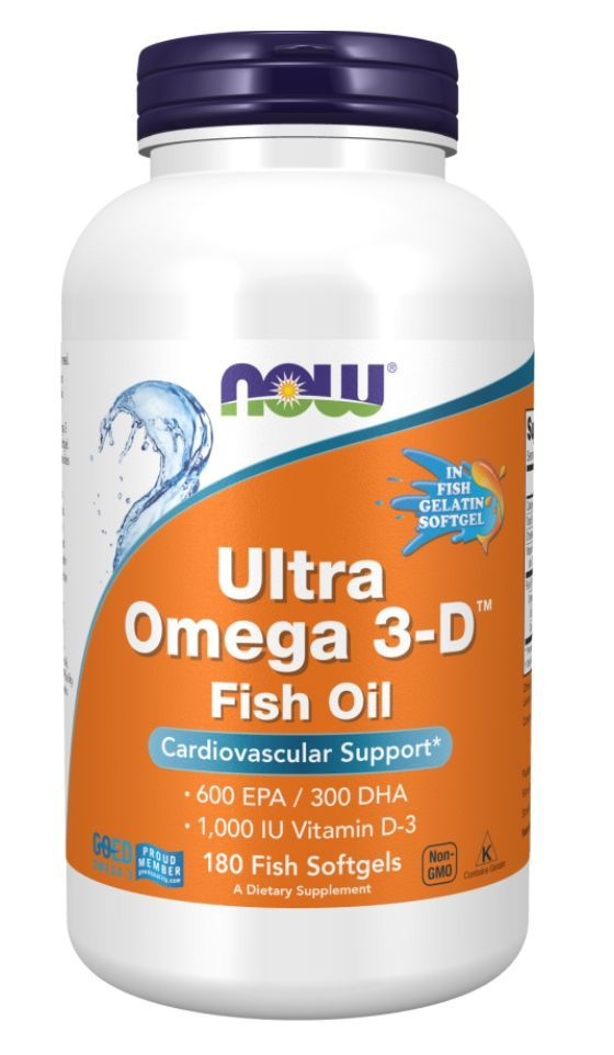 Омега 3 Ультра витамин Д3 NOW Ultra Omega 3 D Fish Oil 180 гелевых