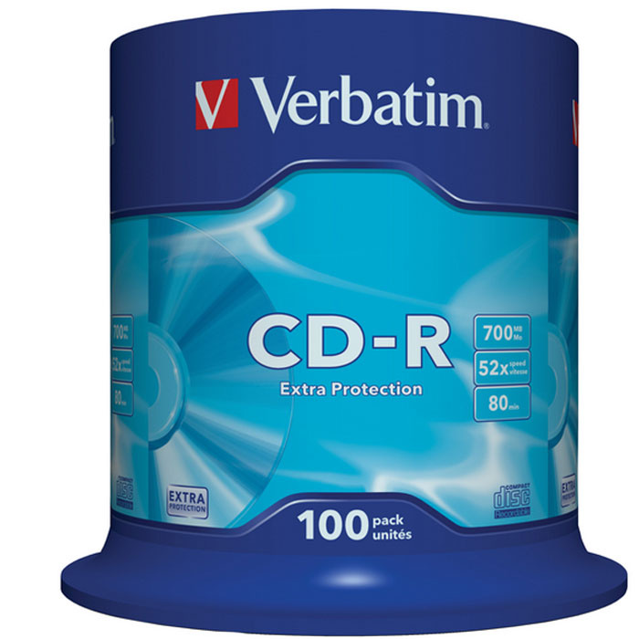 Verbatim Диск для записи CD-R, 700 МБ, 100 шт #1