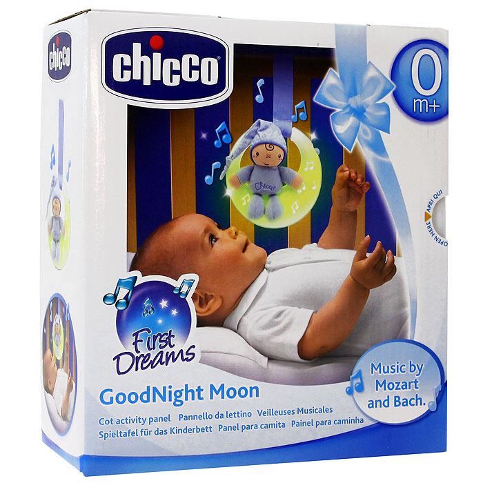Игрушка-подвеска Chicco Музыкальная подвеска на кроватку Луна спокойной ночи цвет голубой  #1