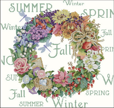 Набор для вышивания крестом Dimensions Wreath of all Seasons "Все сезоны" 35040, 36 см х 36 см. DMS-35040 #1