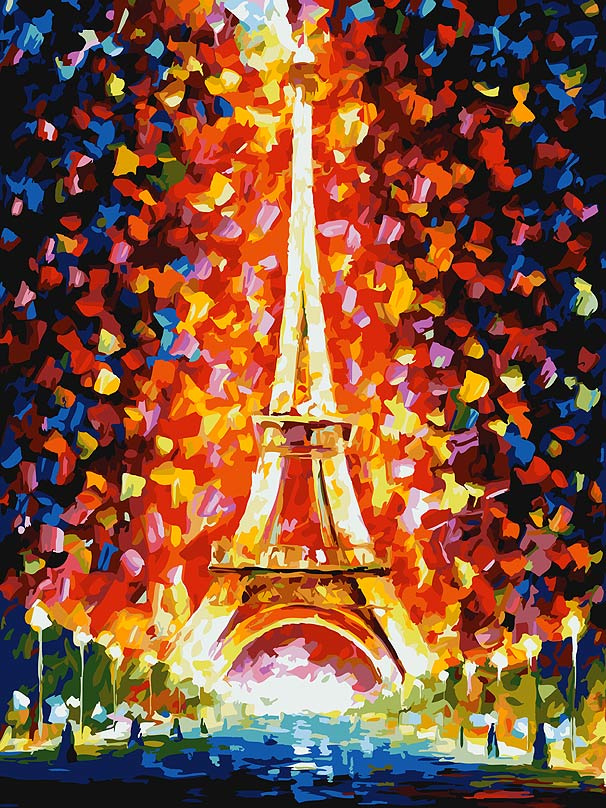 Картины по номерам на холсте с подрамником 30х40 см / пейзаж / Париж - огни Эйфелевой башни  #1
