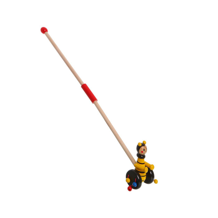 Деревянная игрушка Bondibon Пчелка, каталка с ручкой #1