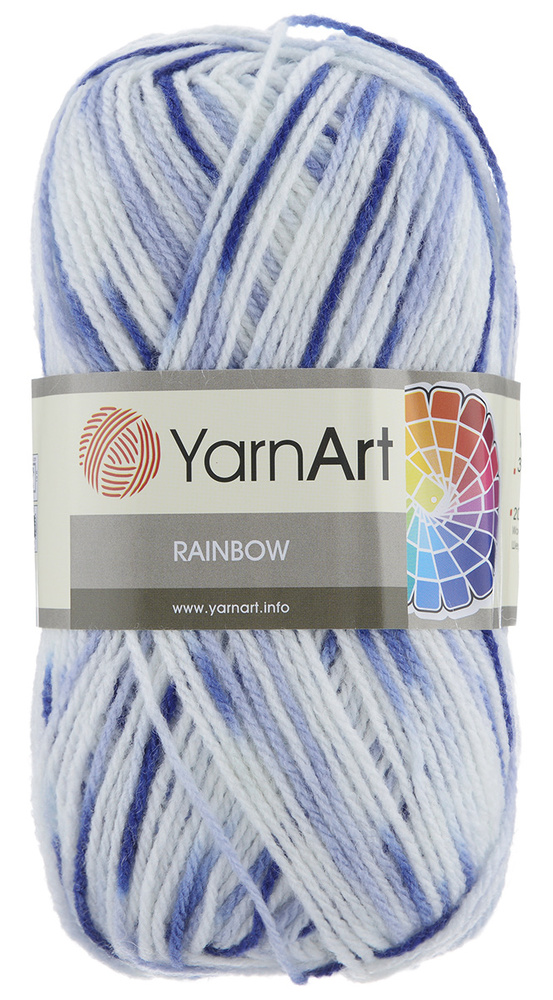 Пряжа для вязания YarnArt "Rainbow", цвет: белый, ярко-синий, сиреневый (1208), 310 м, 100 г, 5 шт  #1