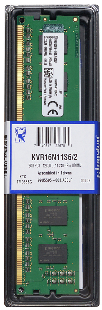 Kingston Оперативная память ValueRAM DDR3 1600 МГц 1x2 ГБ (KVR16N11S6/2) #1