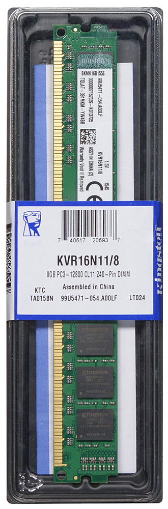 Kingston Оперативная память ValueRAM DDR3 1600 МГц 1x8 ГБ (KVR16N11/8) #1