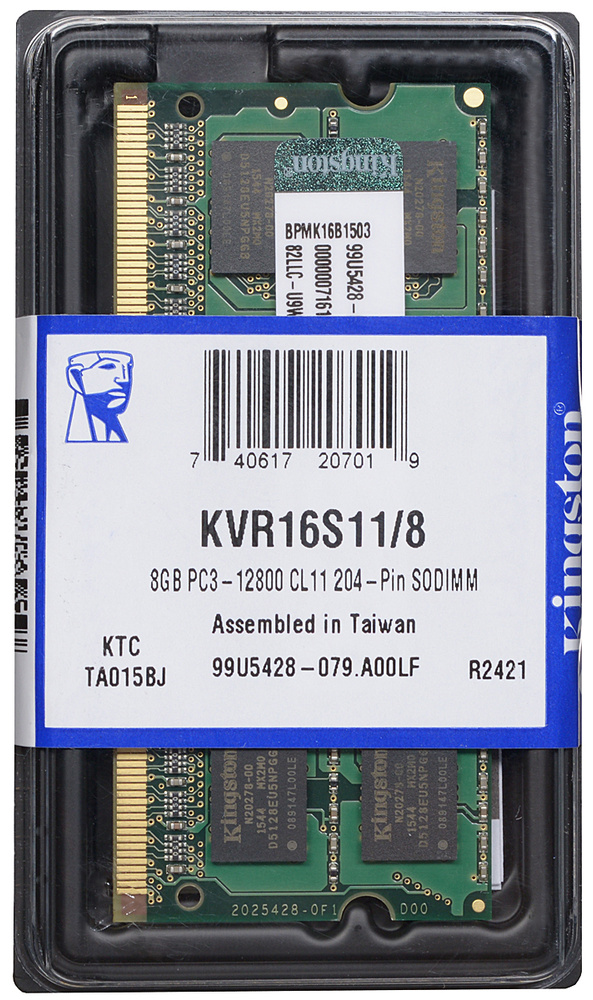 Kingston Оперативная память ValueRAM DDR3 1600 МГц 1x8 ГБ (KVR16S11/8) #1