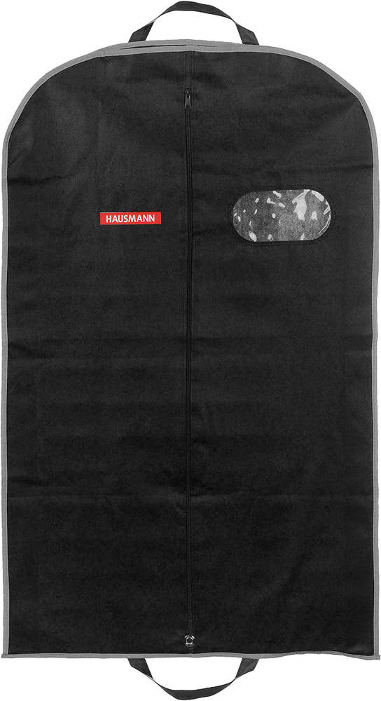 Чехол для одежды "Hausmann", подвесной, с прозрачной вставкой, цвет: черный, 60 х 100 х 10 см  #1