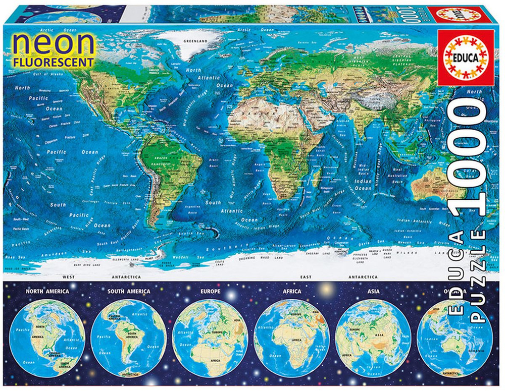 Пазл неоновый 1000 элементов Неоновая Карта мира #1