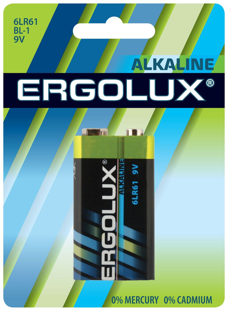 Крона батарейки 9v / Ergolux / солевой тип 6LR61, 1 шт. #1