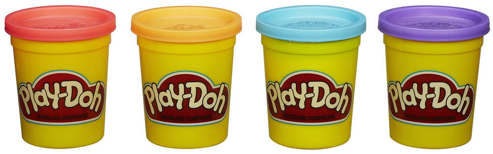 Play-Doh Пластилин цвет розовый темно-желтый голубой сиреневый 4 шт  #1