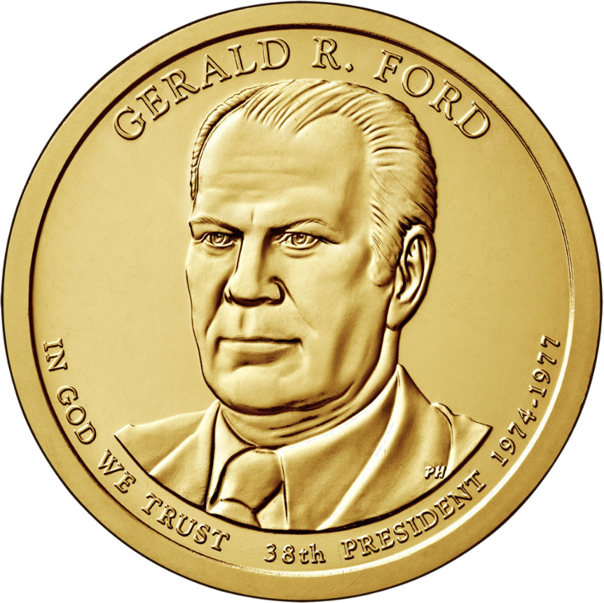 Монета номиналом 1 доллар "Президенты. Джеральд Рудольф Форд". США, 2016 год  #1