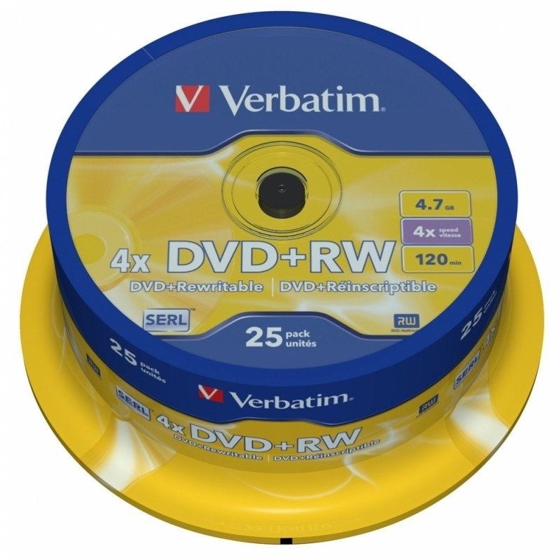 Диск DVD+RW Verbatim 4.7Gb 4x Cake Box (25шт) (43489) #1