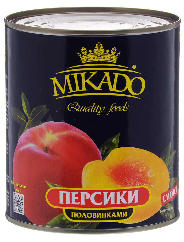 Mikado персики половинками в сиропе, 850 мл #1