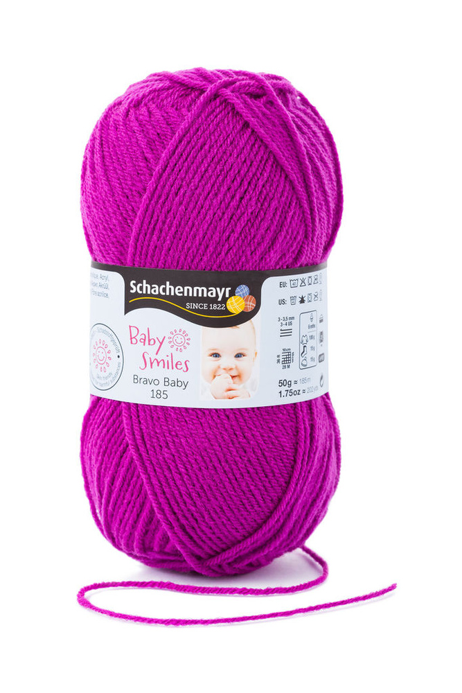 Пряжа для вязания Schachenmayr Bravo Baby Smiles 185, фуксия (01037), 185 м, 50 г, 3 шт  #1