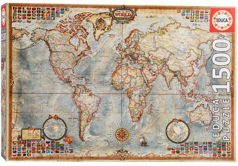 Пазлы 1500 элементов Политическая карта мира #1