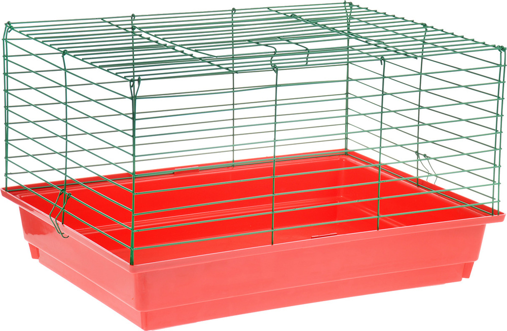 Клетка для кролика "ЗооМарк", цвет: красный поддон, зеленая решетка, 60 х 40 х 35 см  #1