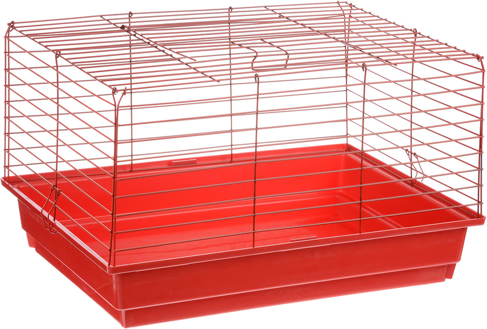 Клетка для кролика "ЗооМарк", цвет: красный поддон, красная решетка, 60 х 40 х 35 см Уцененный товар #1