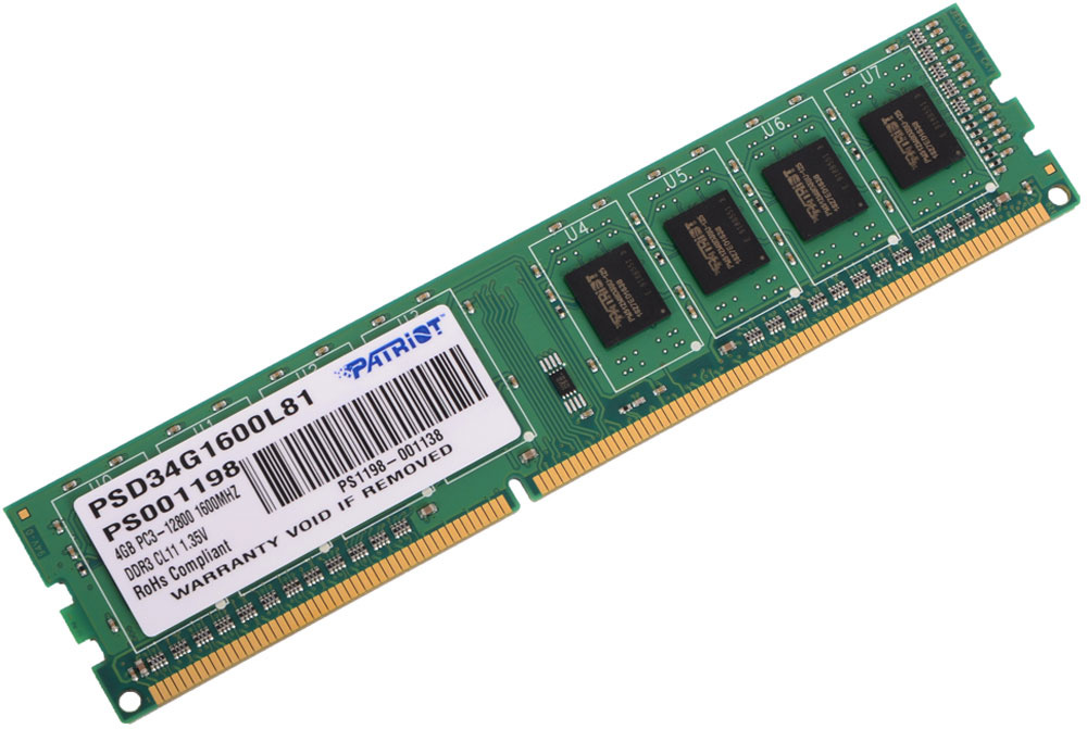 Patriot Memory Оперативная память Signature DDR3 1600 МГц 1x4 ГБ (PSD34G1600L81)  #1