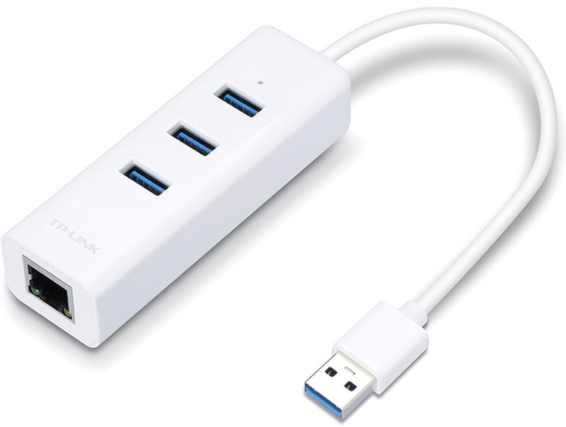 USB концентратор TP-LINK UE330, USB 3.0х3 + ethernet, белый #1