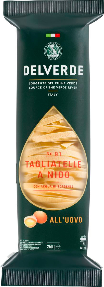 Макаронные изделия Delverde ленточки гнезда Tagliatelle Nido №91, с содержанием яиц, 250 г  #1