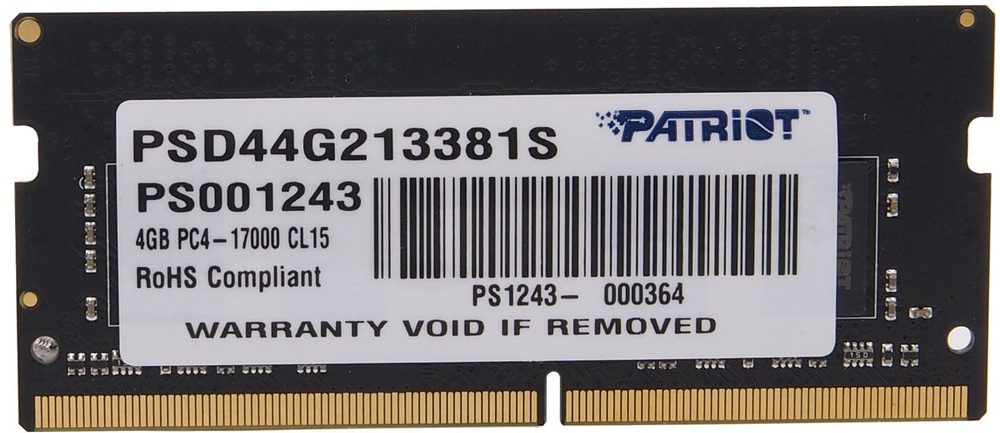 Patriot Memory Оперативная память Signature DDR4 2133 МГц 1x4 ГБ (PSD44G213381S)  #1