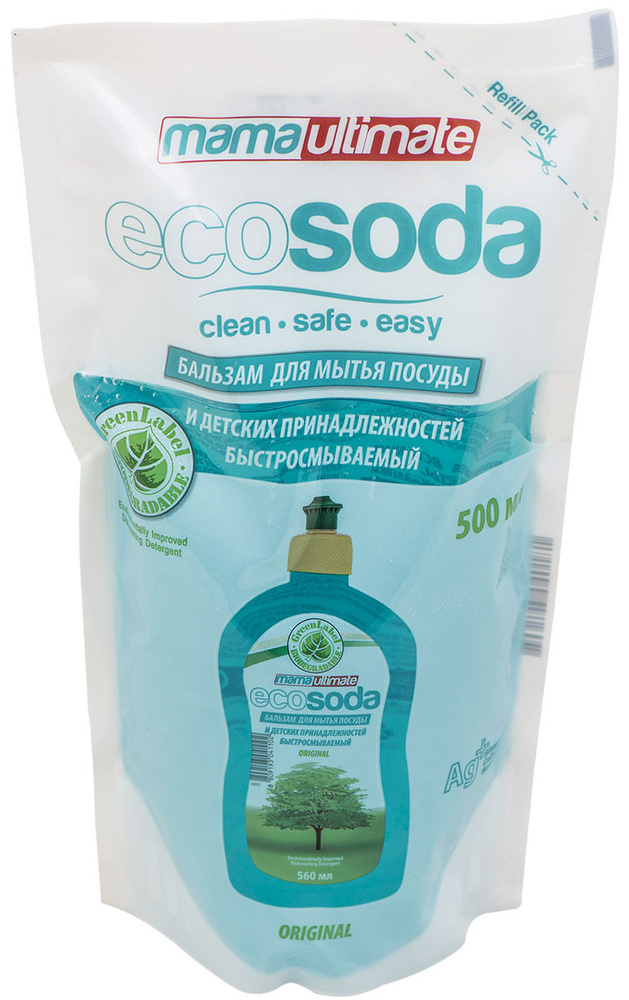 Средство для мытья посуды, фруктов, овощей и детских принадлежностей EcoSoda "Original", быстросмываемый, #1