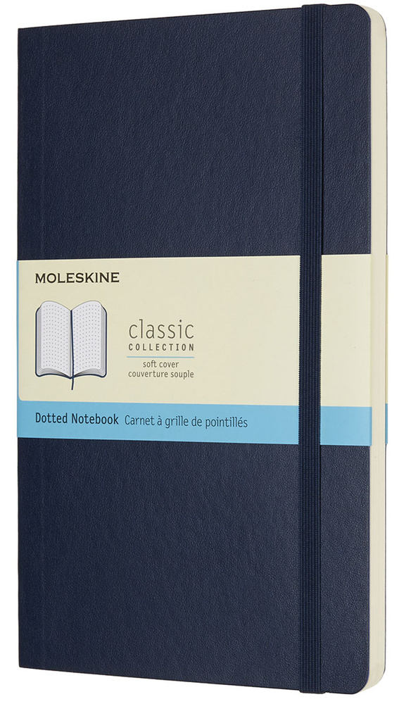 Записная книжка в точку Moleskine Classic Soft Large, В6, сшитый, полиуретан, 96 л, синий  #1