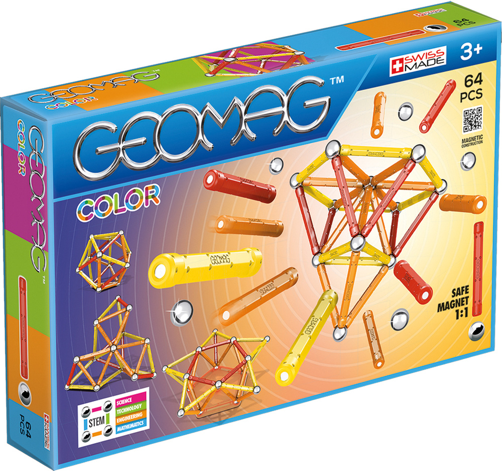 Конструктор магнитный Geomag Color  64 элементов #1