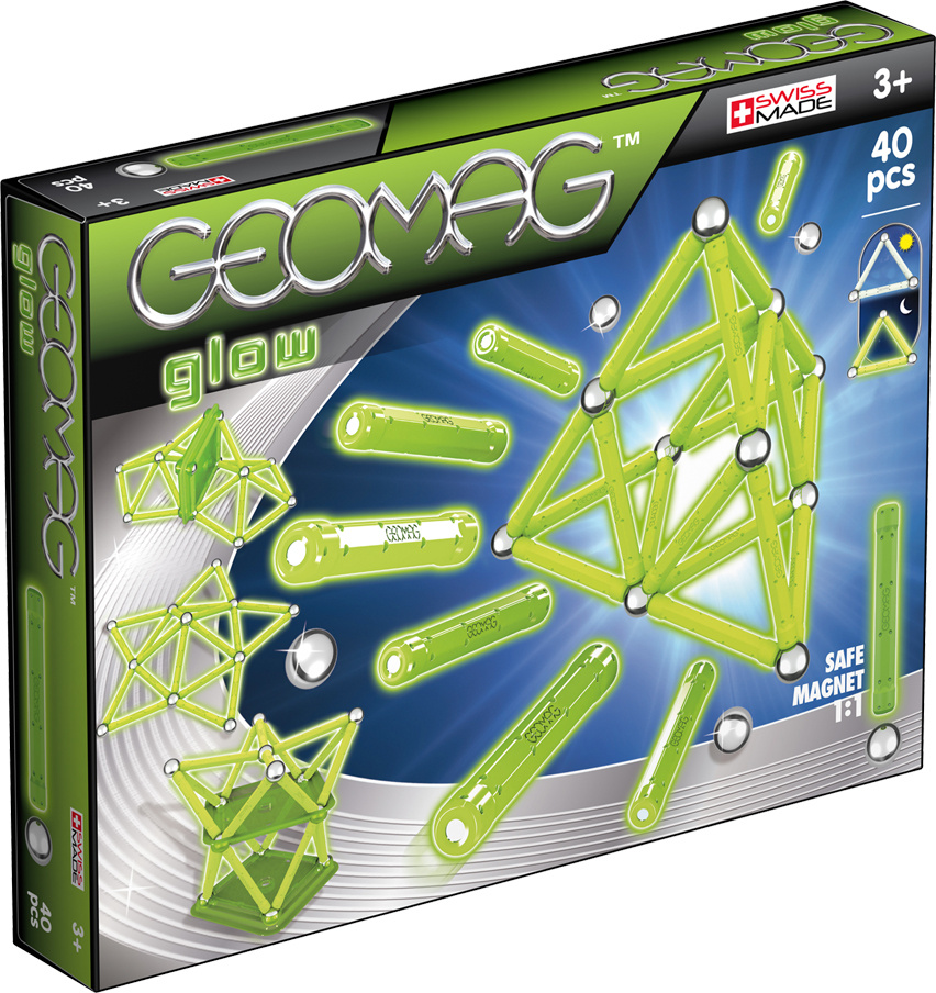  Конструктор магнитный Geomag,  "Glow" 40 деталей #1