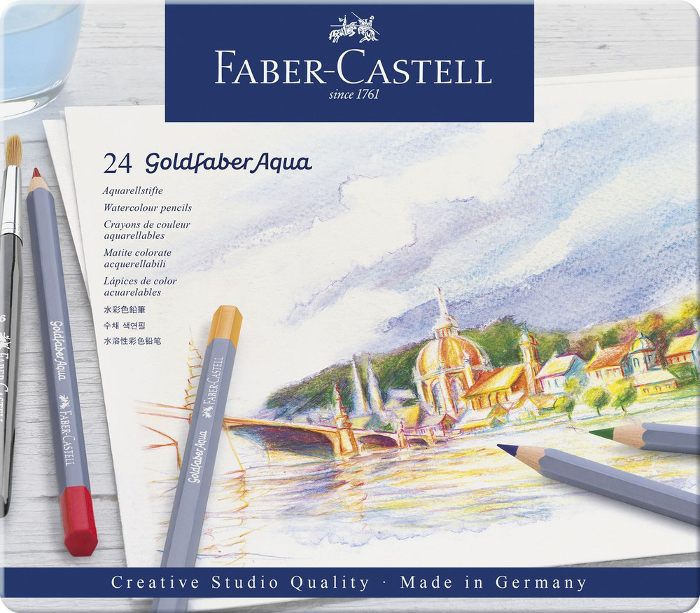 Набор цветных акварельных карандашей Faber-Castell Goldfaber Aqua 24 цветов  #1