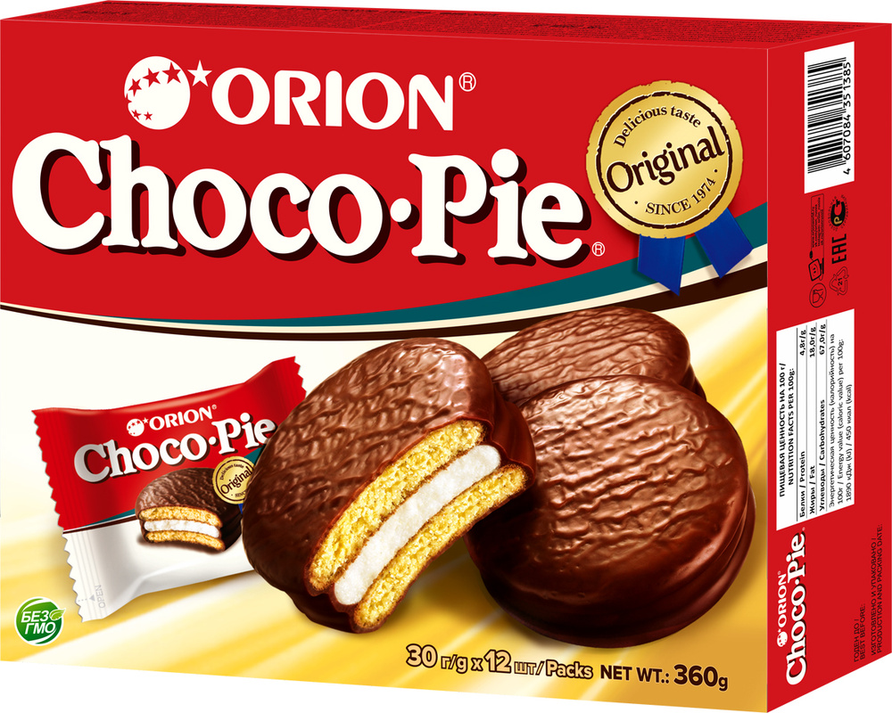 Orion Choco-Pie, Печенье покрытое шоколадом, 360 г #1
