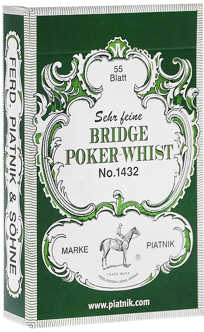 Игральные карты Piatnik Профессиональные "Бридж, покер-вист", 55 листов, цвет: зелёный, 1432_зеленый #1