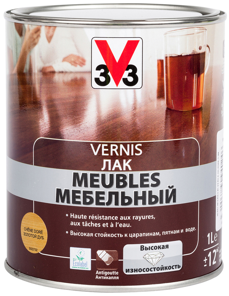 Лак мебельный "V33", акриловый, цвет: дуб золотой, 1 л #1