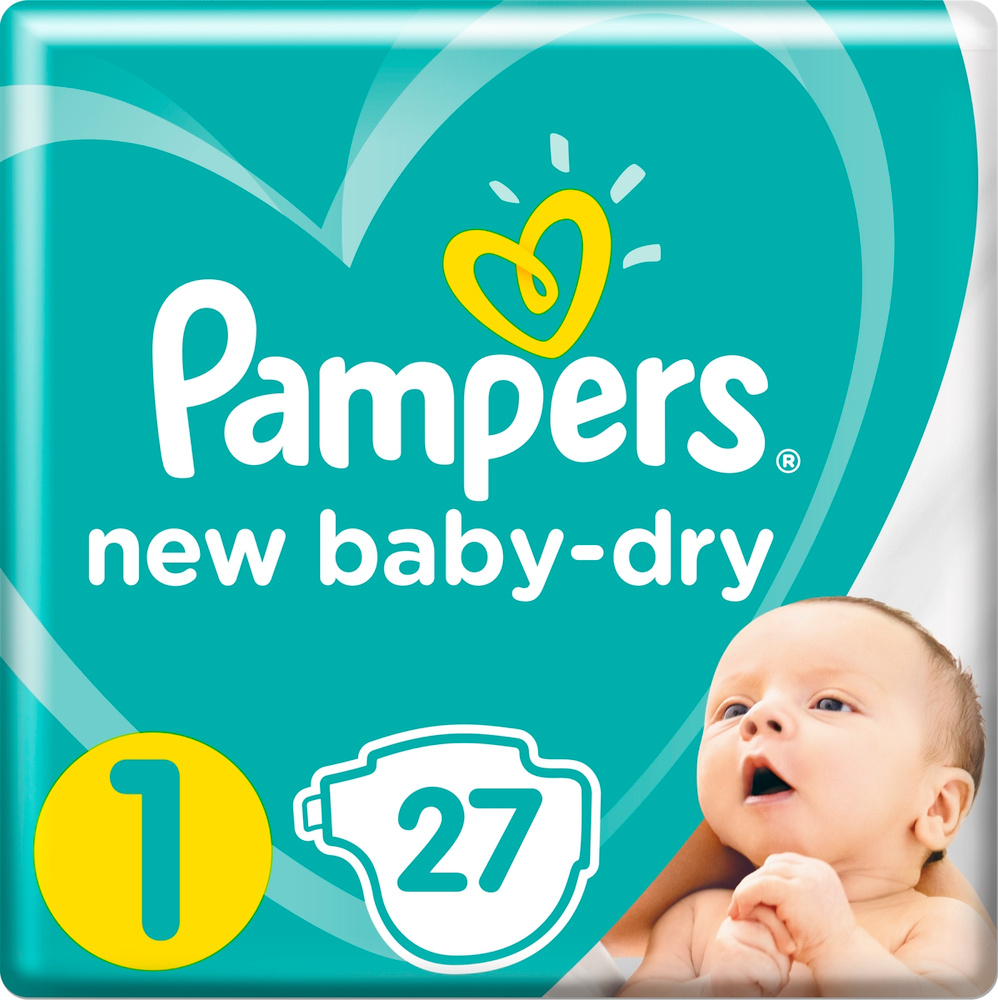 Pampers Подгузники New Baby-Dry, 2-5 кг (размер 1), 27 шт #1