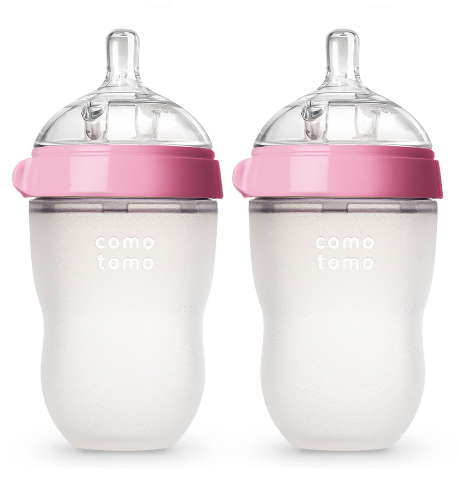 Comotomo Набор бутылочек Natural Feel Baby Bottle для кормления, розовый 250 мл (Корея)  #1