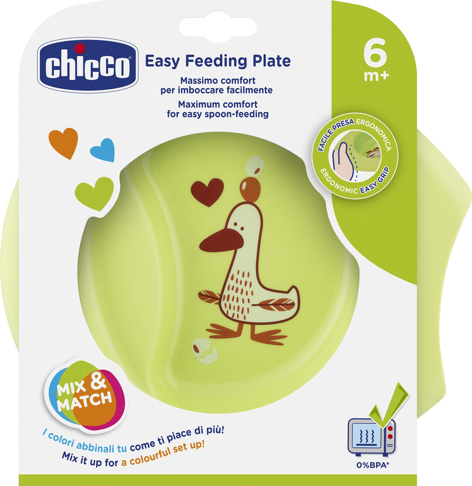 Тарелка детская с разделителем Chicco Easy Feeding, 6мес #1