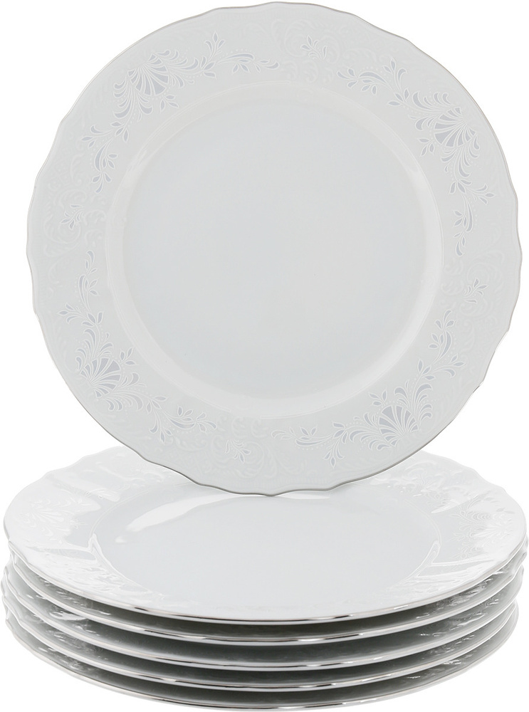 Тарелка мелкая 25 см, Bernadotte; декор "Деколь, отводка платина"  #1