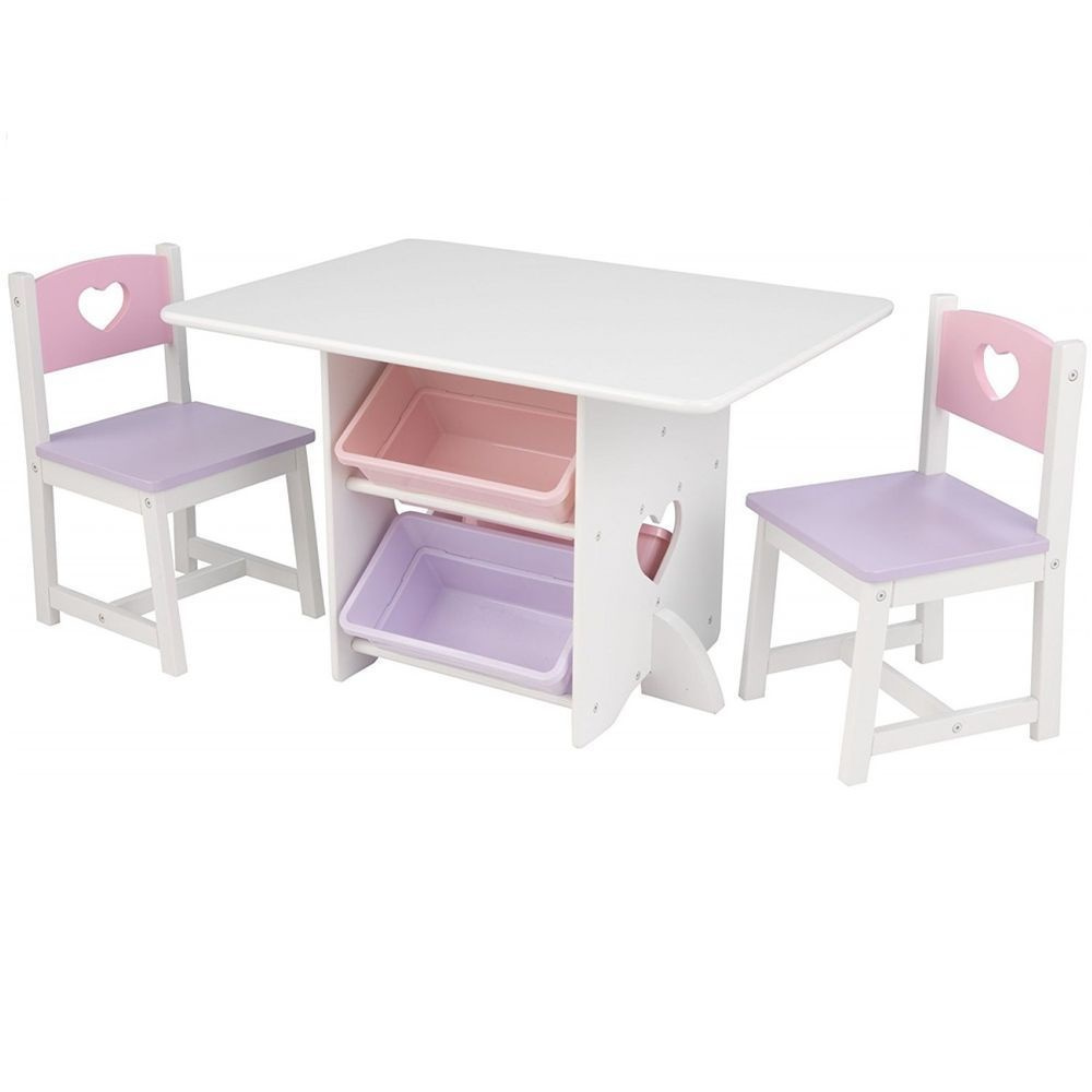 Набор детской мебели "Heart"(стол+2 стула+4 ящика) #1