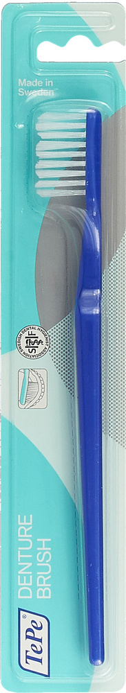Щетка TePe Denture, для зубных протезов, мягкая, цвет синий, длина 18 см  #1