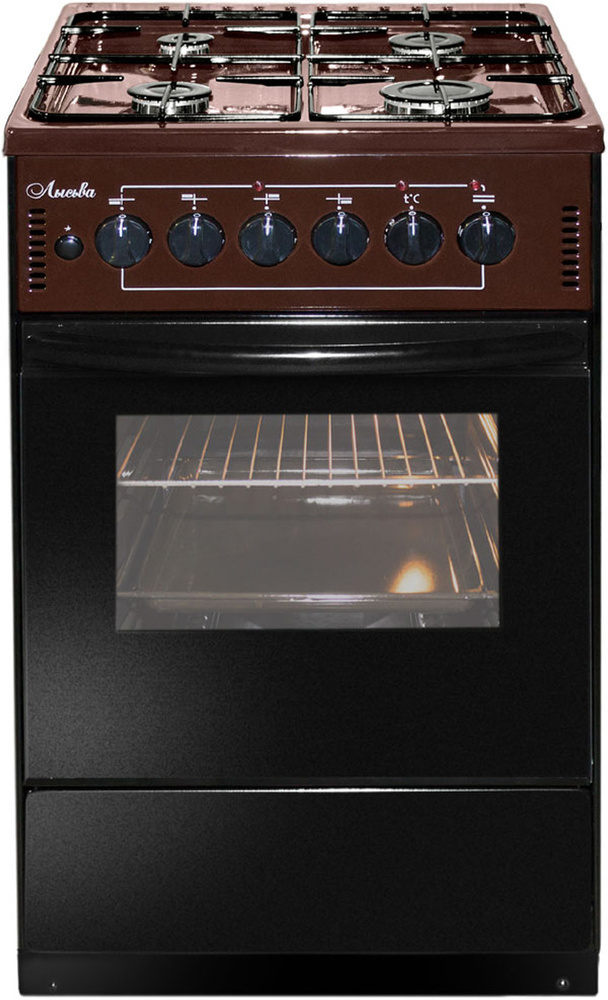 Плита комбинированная Лысьва ЭГ 401-2у коричневый, отдельностоящая, газовых конфорок 4, духовка: электрическая, #1