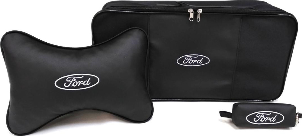 Подарочный набор автомобилисту Auto Premium Ford, сумка для набора ТО + ключница + подушка на подголовник, #1