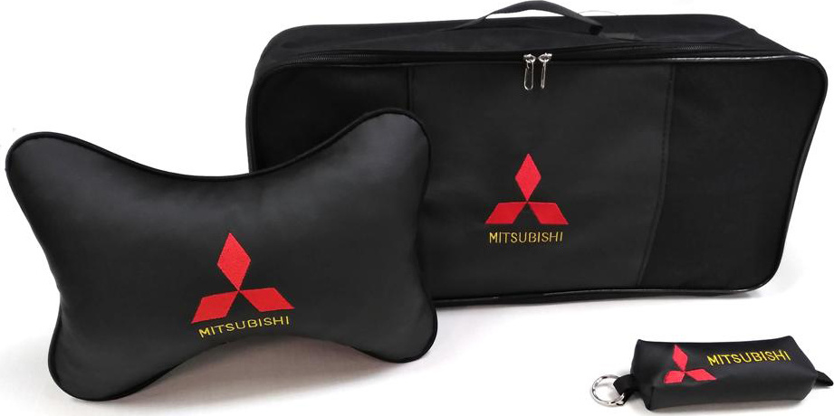 Подарочный набор автомобилисту Auto Premium Mitsubishi Сумка + Ключница + Подушка на подголовник, 67837, #1