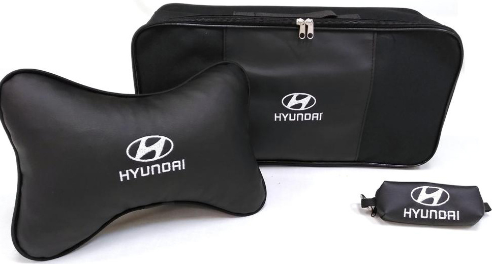 Подарочный набор автомобилисту Auto Premium Hyundai, сумка для набора ТО + ключница + подушка на подголовник, #1