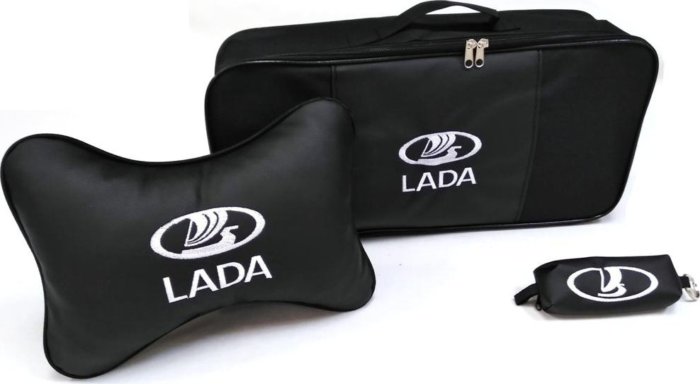 Подарочный набор автомобилисту Auto Premium Lada, сумка для набора ТО + ключница + подушка на подголовник, #1