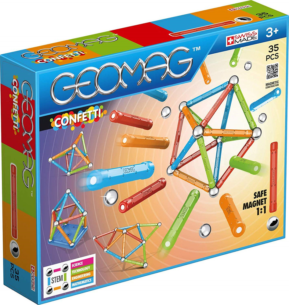 Конструктор магнитный Geomag, "Confetti 351", 35 деталей #1