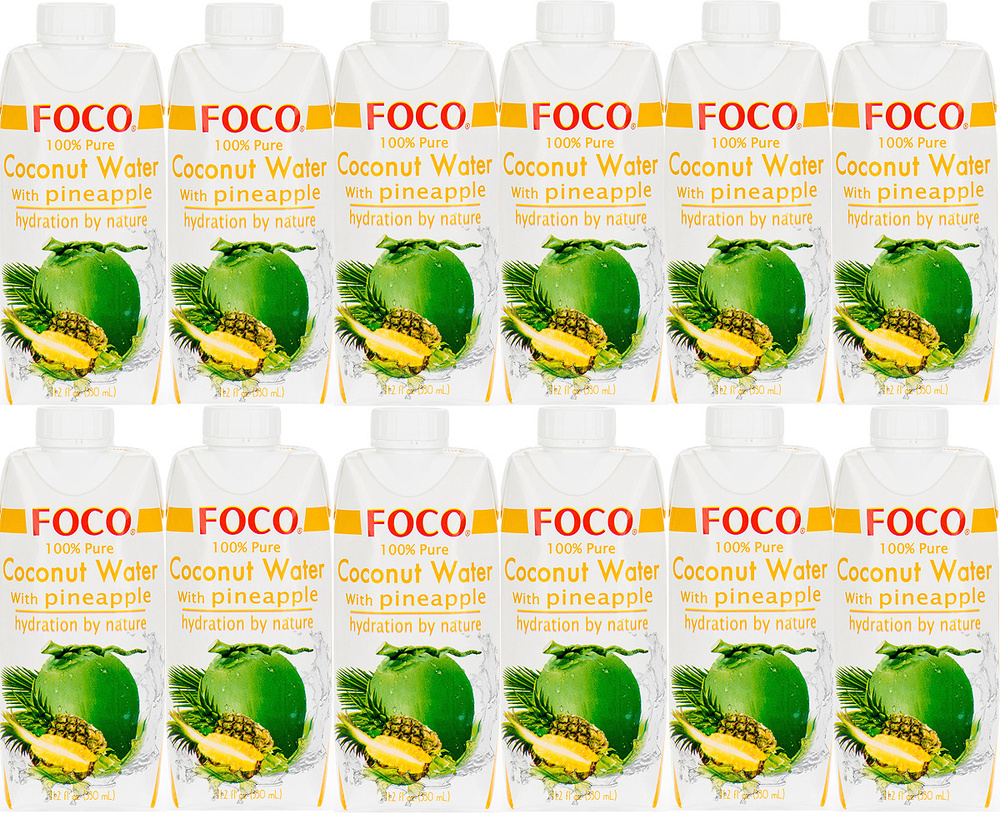 Вода Foco кокосовая с соком ананаса, 12 шт по 330 мл #1