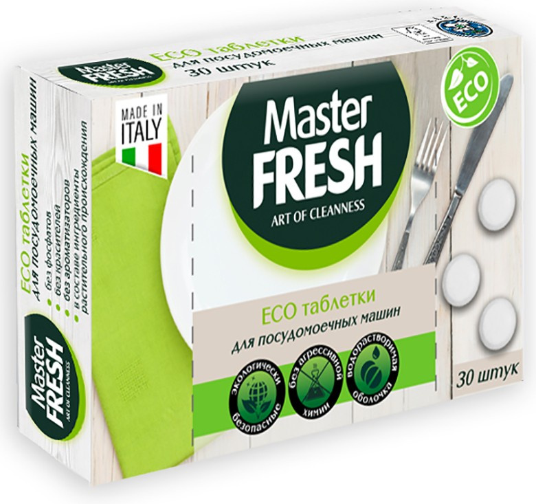 Мастер Фреш Таблетки для посудомоечных машин "ECO" , растворимая оболочка , экологически безопасные 30 #1