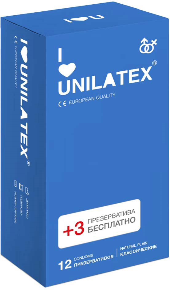 Презервативы Unilatex Natural Plain, 12 шт. + 3 шт. в подарок #1