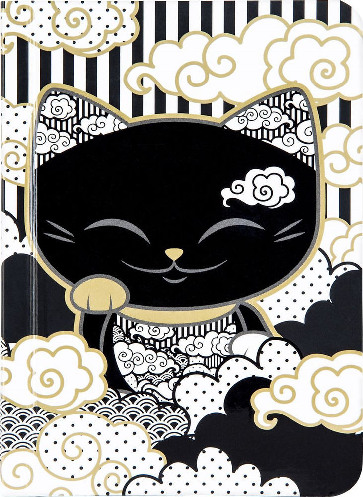 Блокнот в линейку Mani The Lucky Cat, А6, картон, 128 л, белый, черный  #1